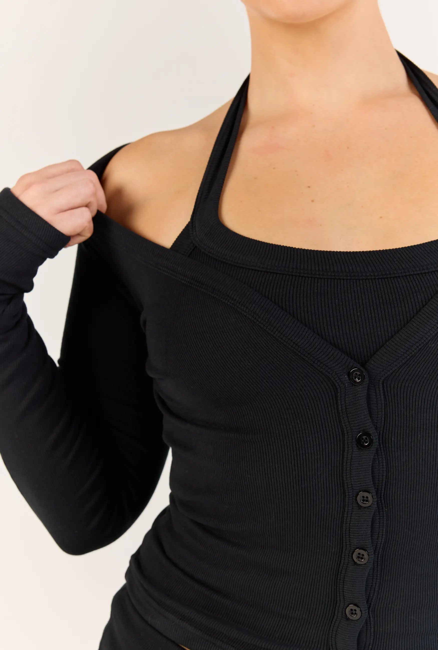Ribbed Cardigan - Black