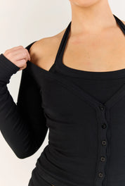 Ribbed Cardigan - Black