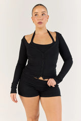 Ribbed Cardigan - Black