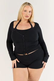 Ribbed Halter Tank - Black