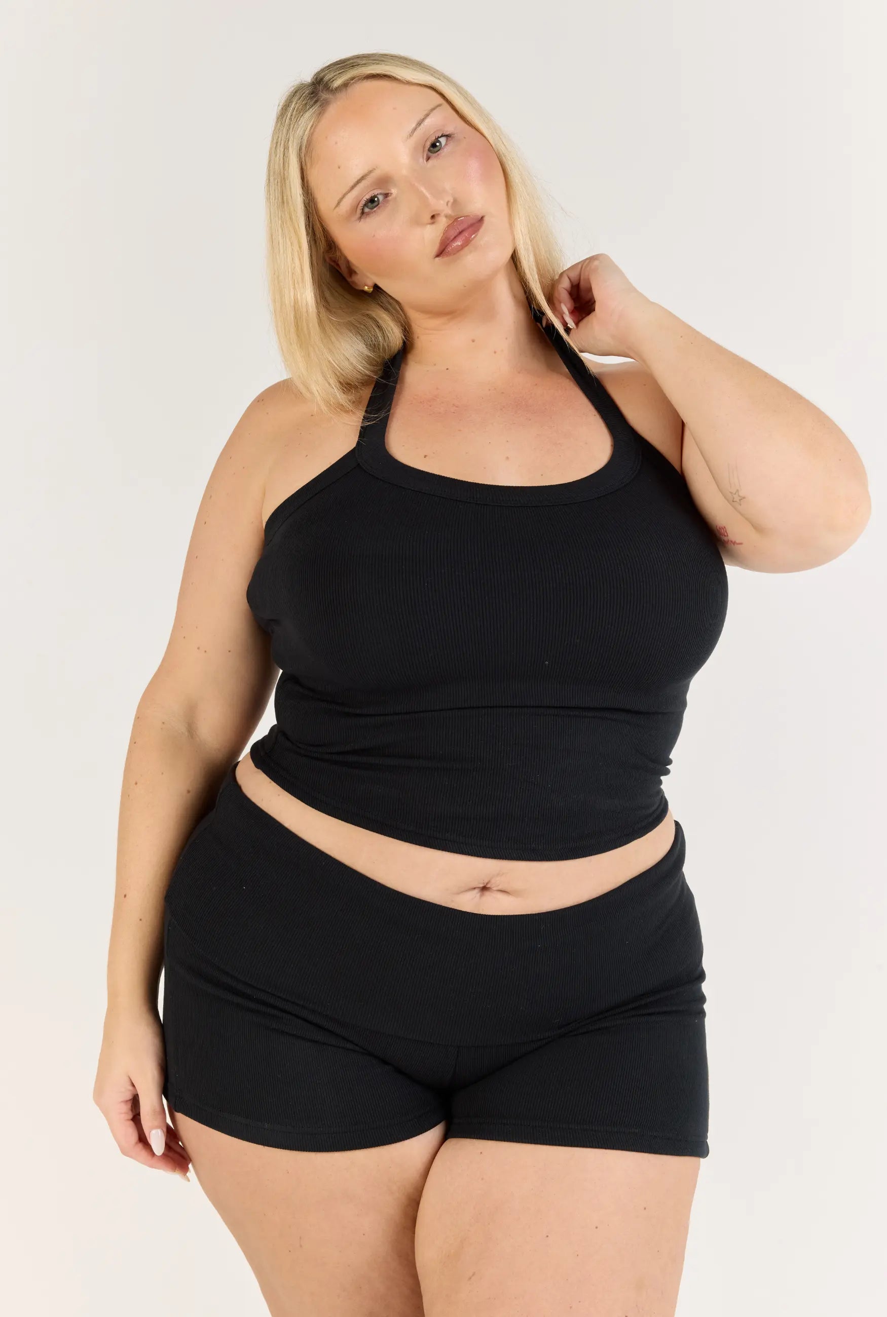 Ribbed Halter Tank - Black