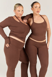 Ribbed Halter Tank - Chocolate