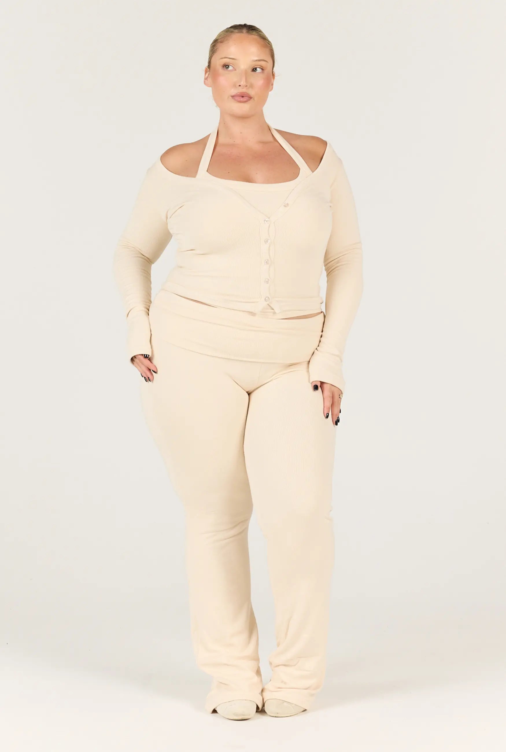 Ribbed Pant - Oat
