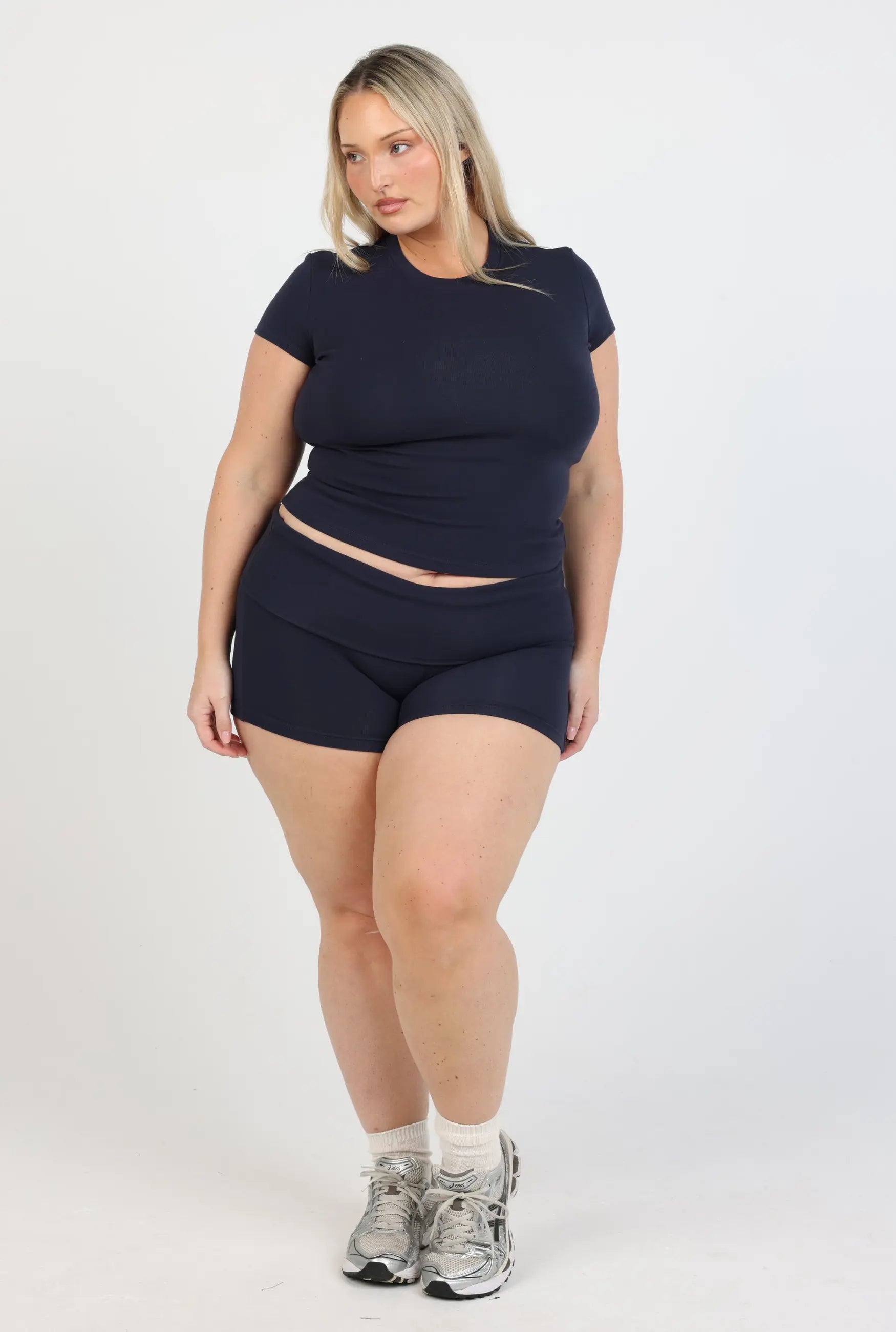 Soft Girl Cap Sleeve Tee - Navy