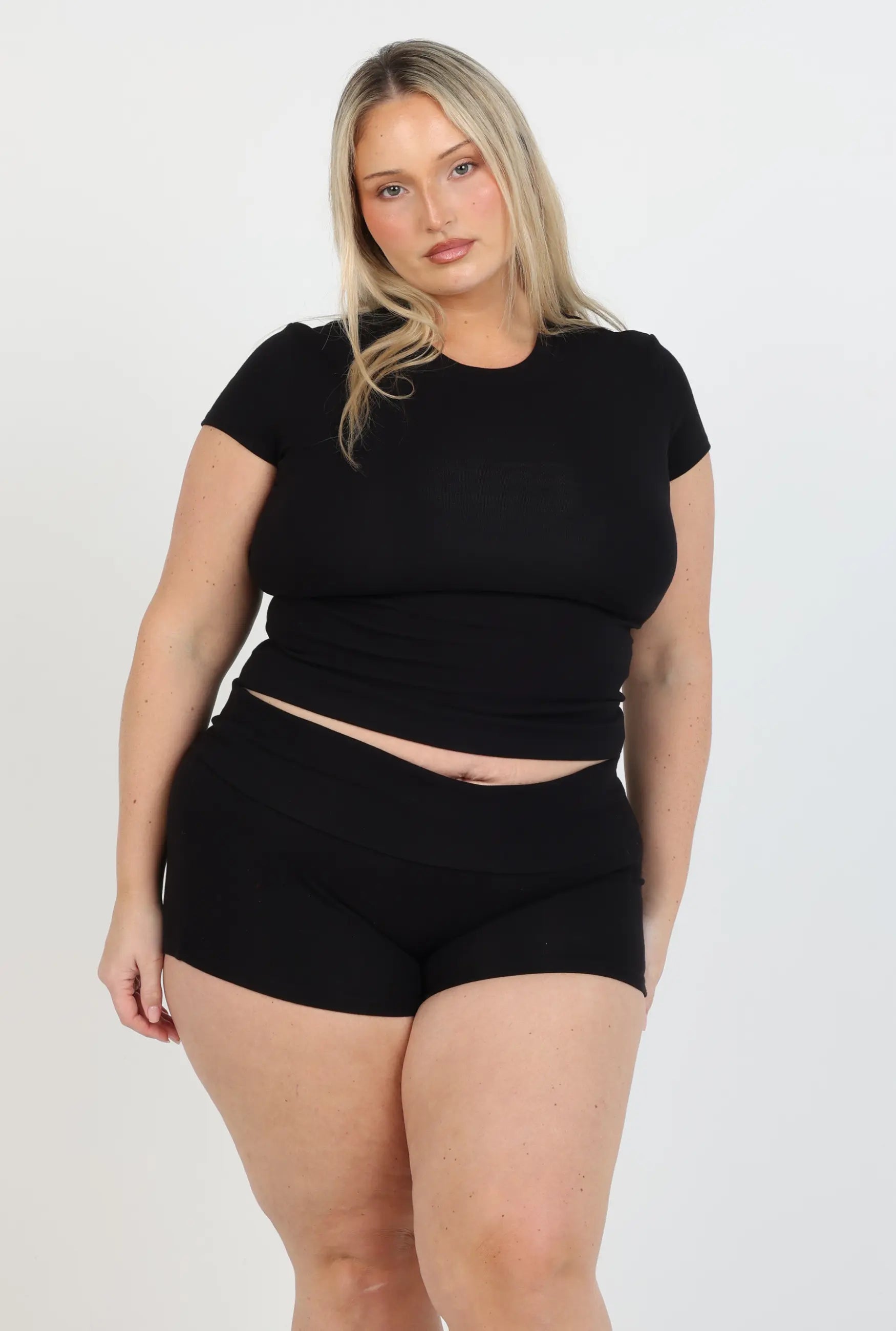 Soft Girl Cap Sleeve Tee - Black