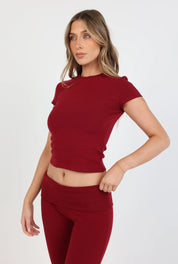Soft Girl Cap Sleeve Tee - Cherry