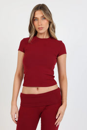 Soft Girl Cap Sleeve Tee - Cherry