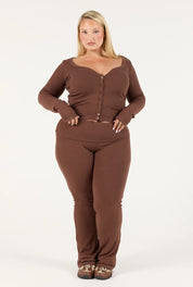 Ribbed Cardigan - Chocolate