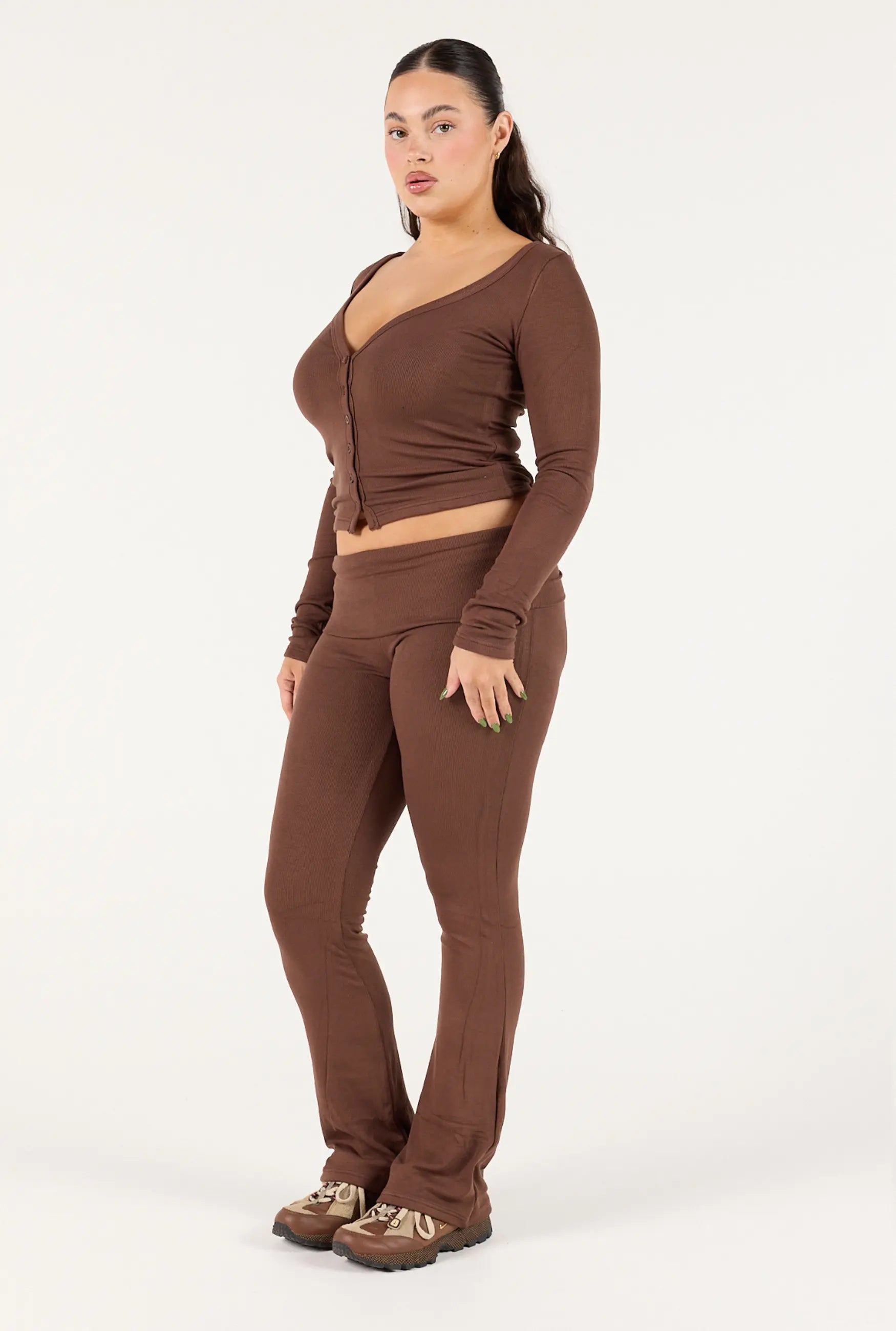 Ribbed Cardigan - Chocolate