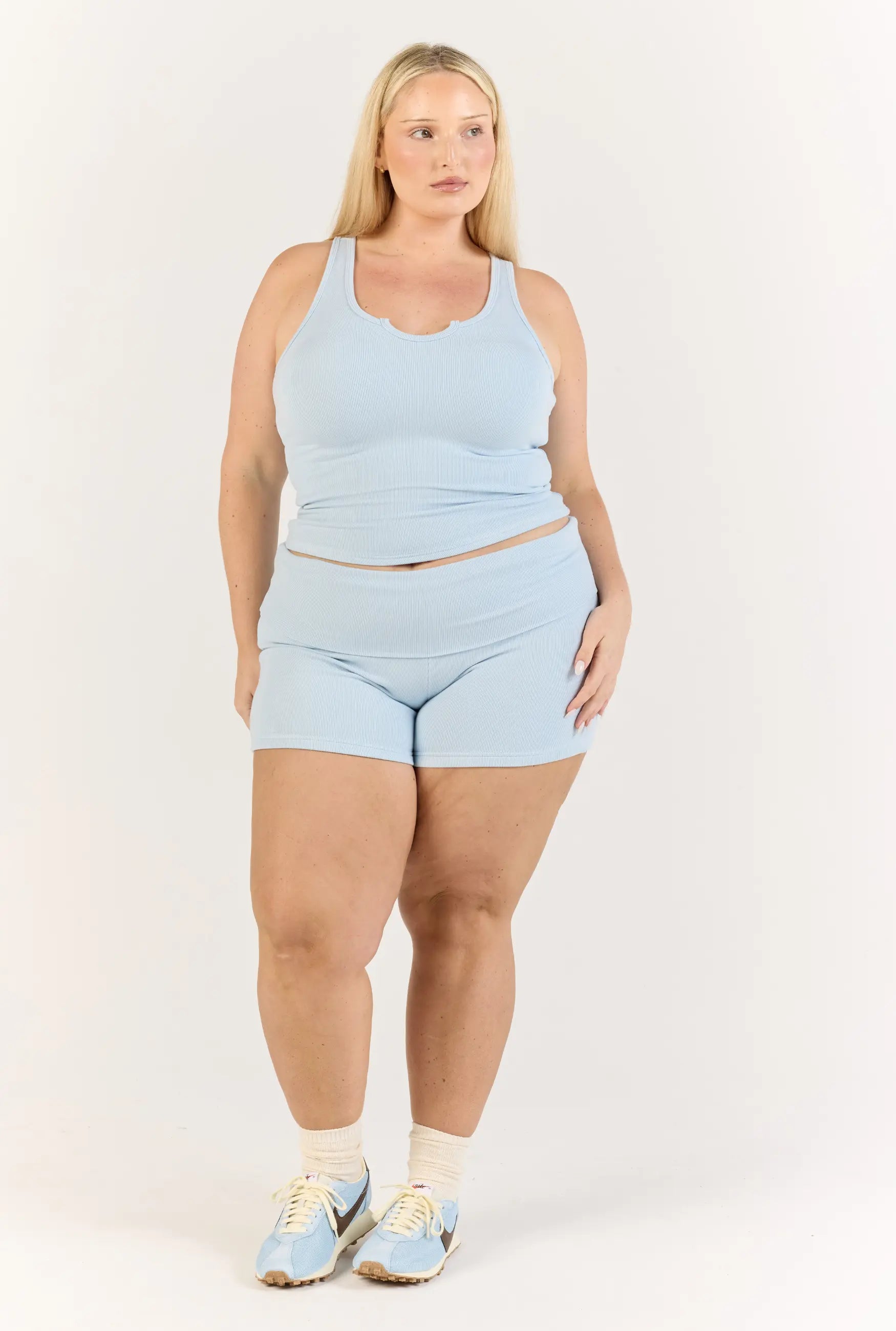 Ribbed Short - Blueberry Milk
