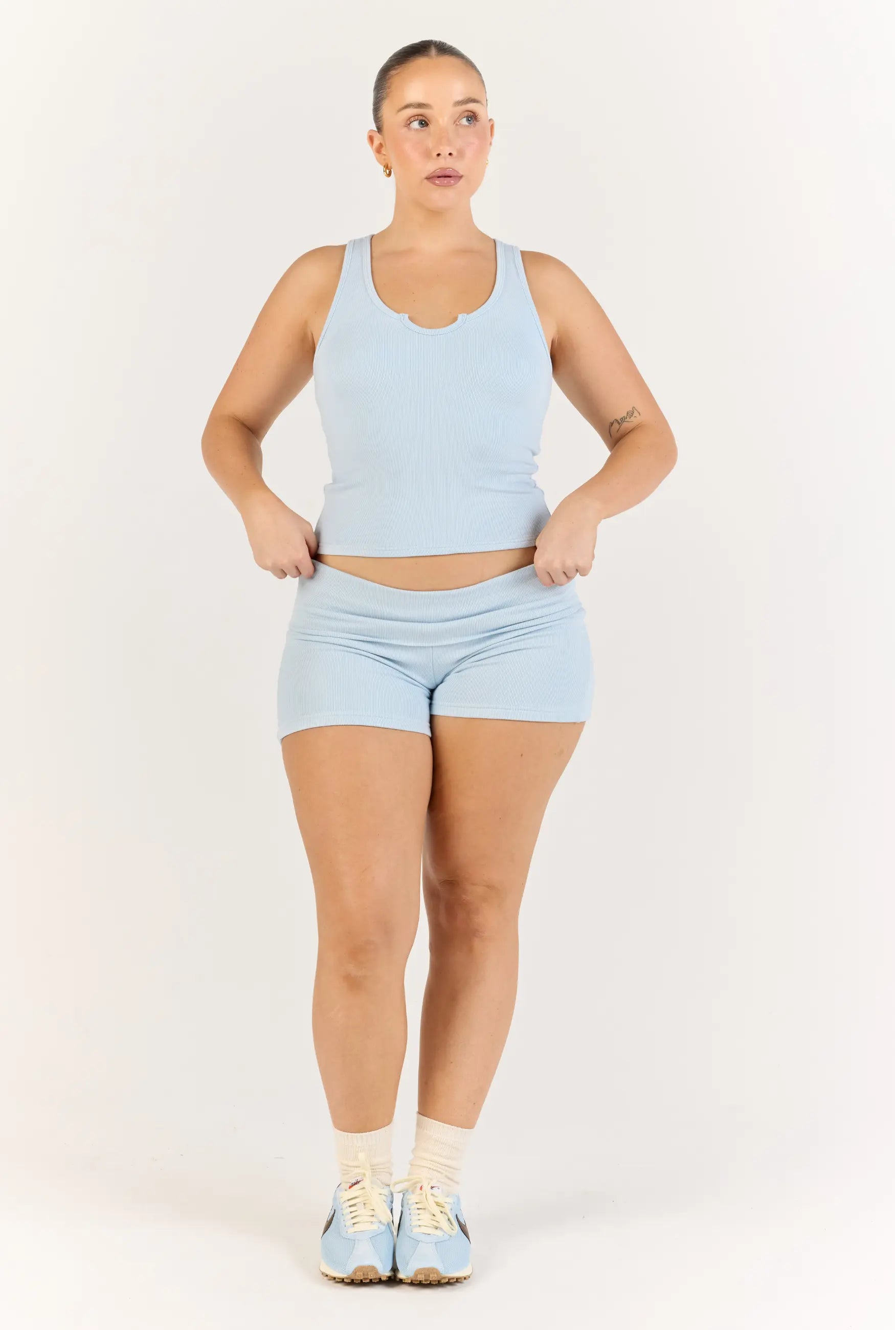Ribbed Short - Blueberry Milk