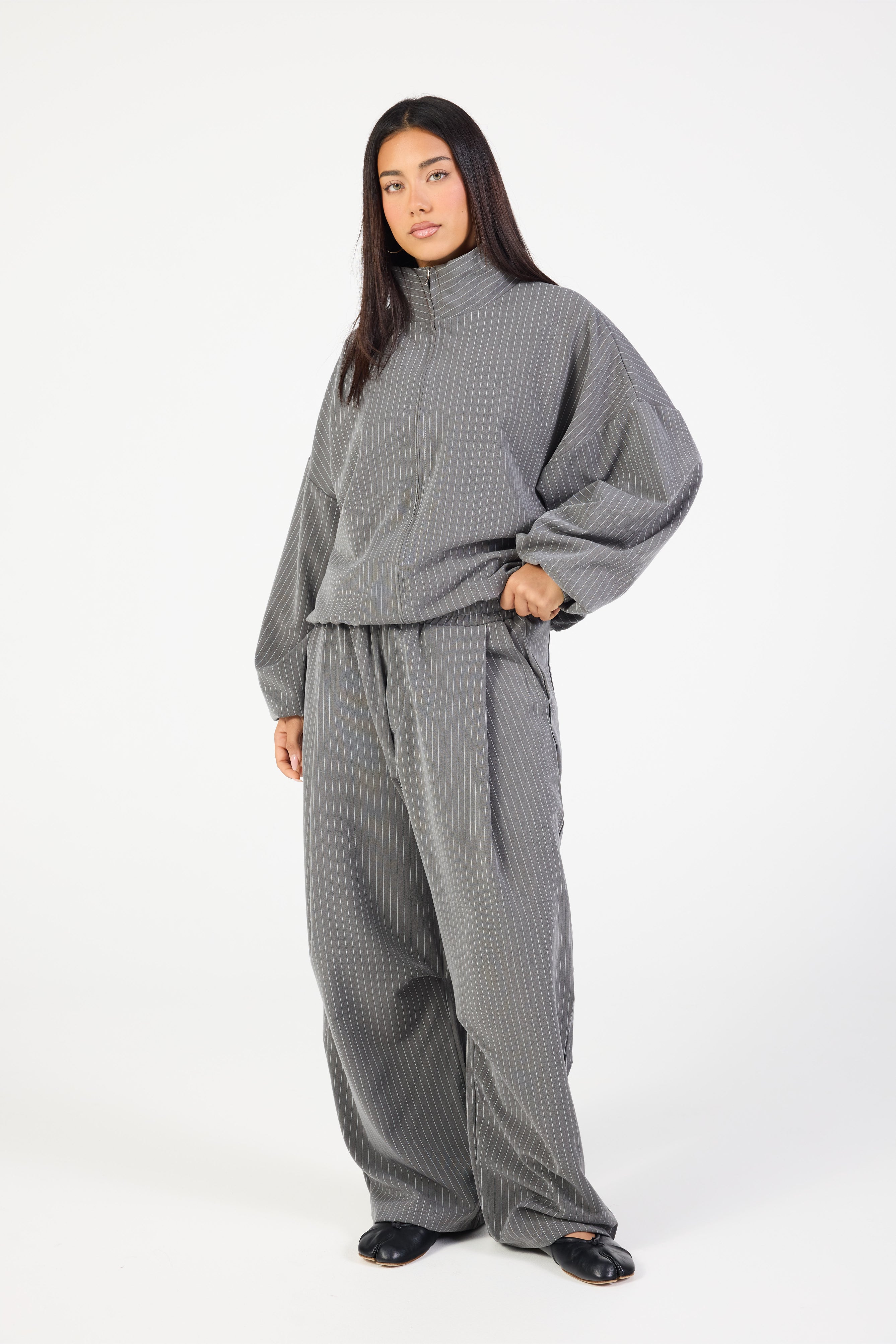 Double Zip Jacket - Slate Grey Stripe – Remmie By Riley