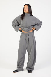 Double Zip Jacket - Slate Grey Stripe