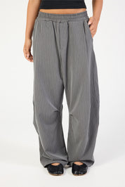 Barrel Leg Pant - Slate Grey Stripe