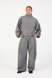 Barrel Leg Pant - Slate Grey Stripe