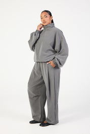 Double Zip Jacket - Slate Grey Stripe