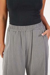 Barrel Leg Pant - Slate Grey Stripe
