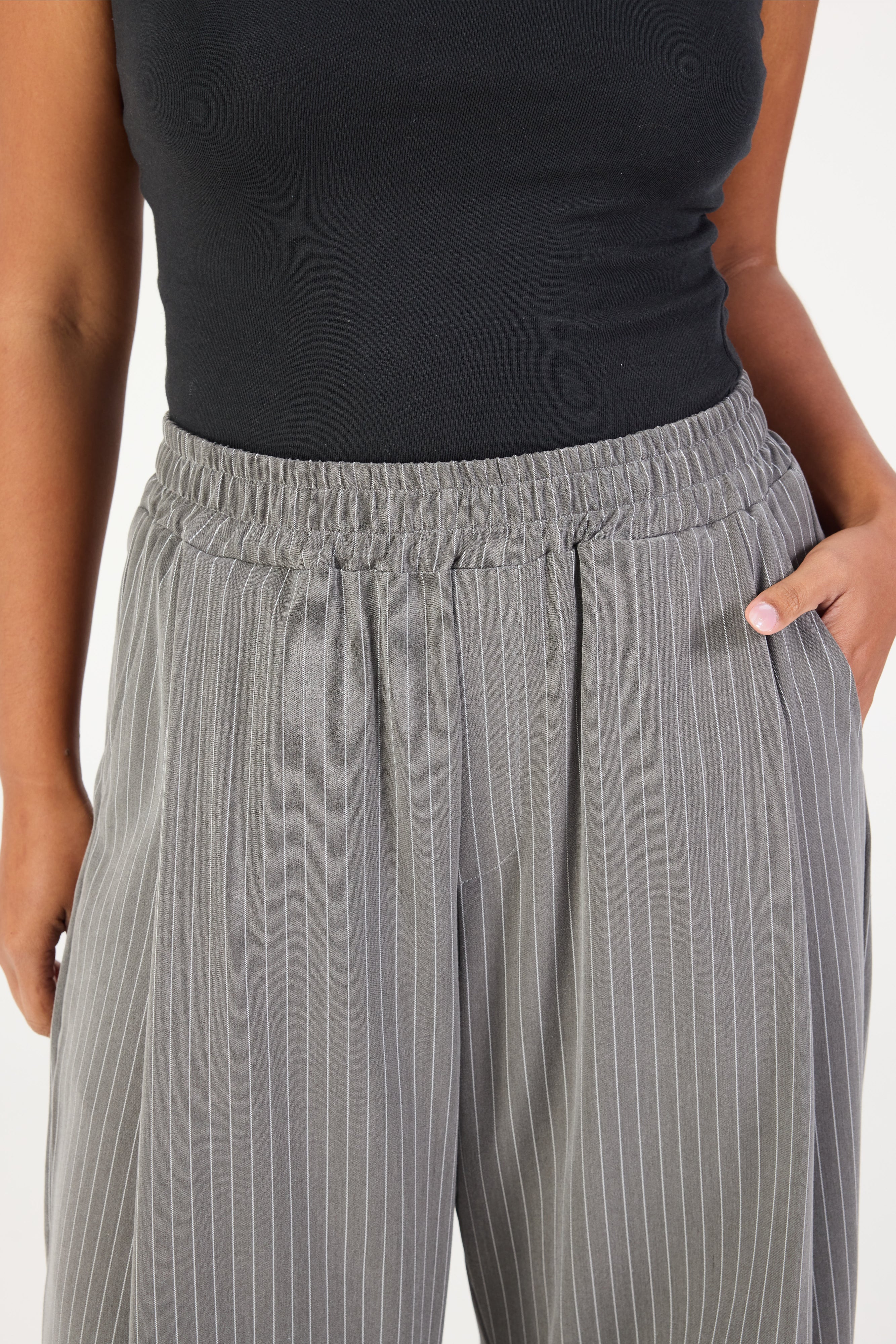 Barrel Leg Pant - Slate Grey Stripe