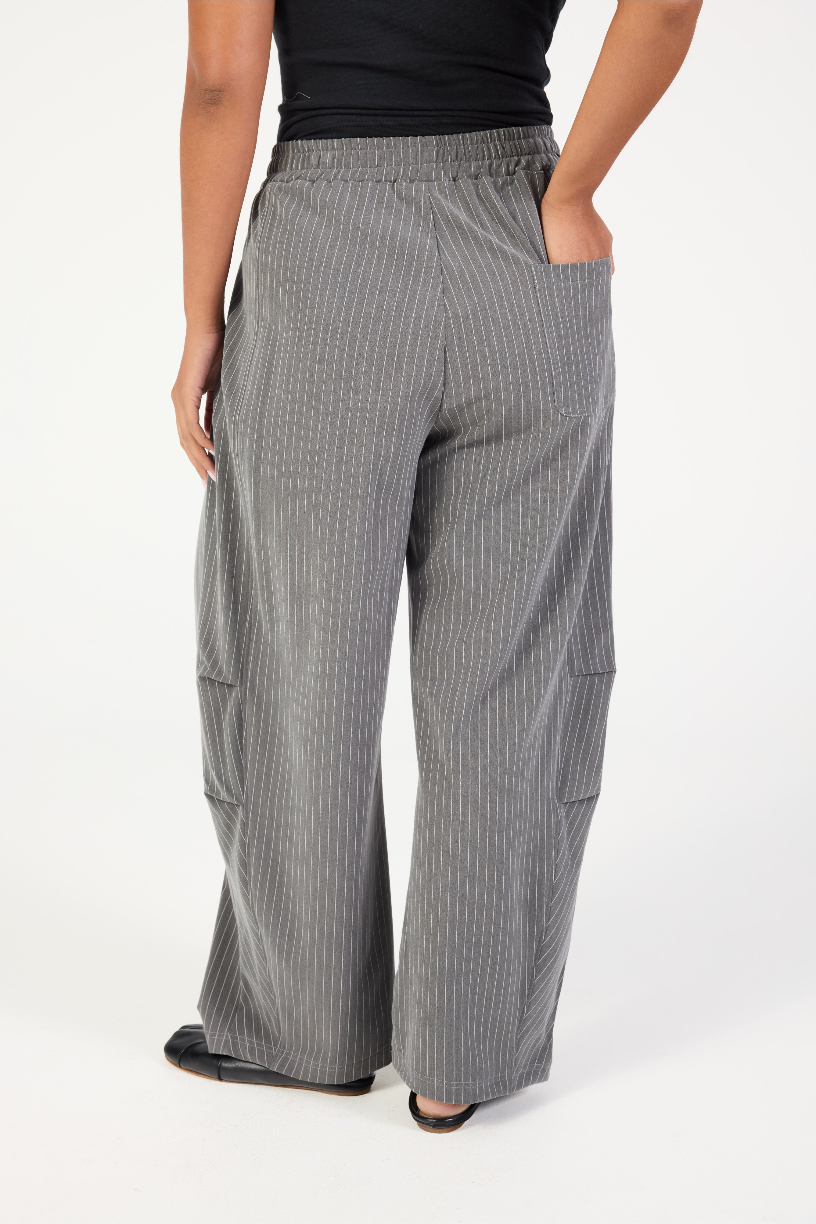 Barrel Leg Pant - Slate Grey Stripe
