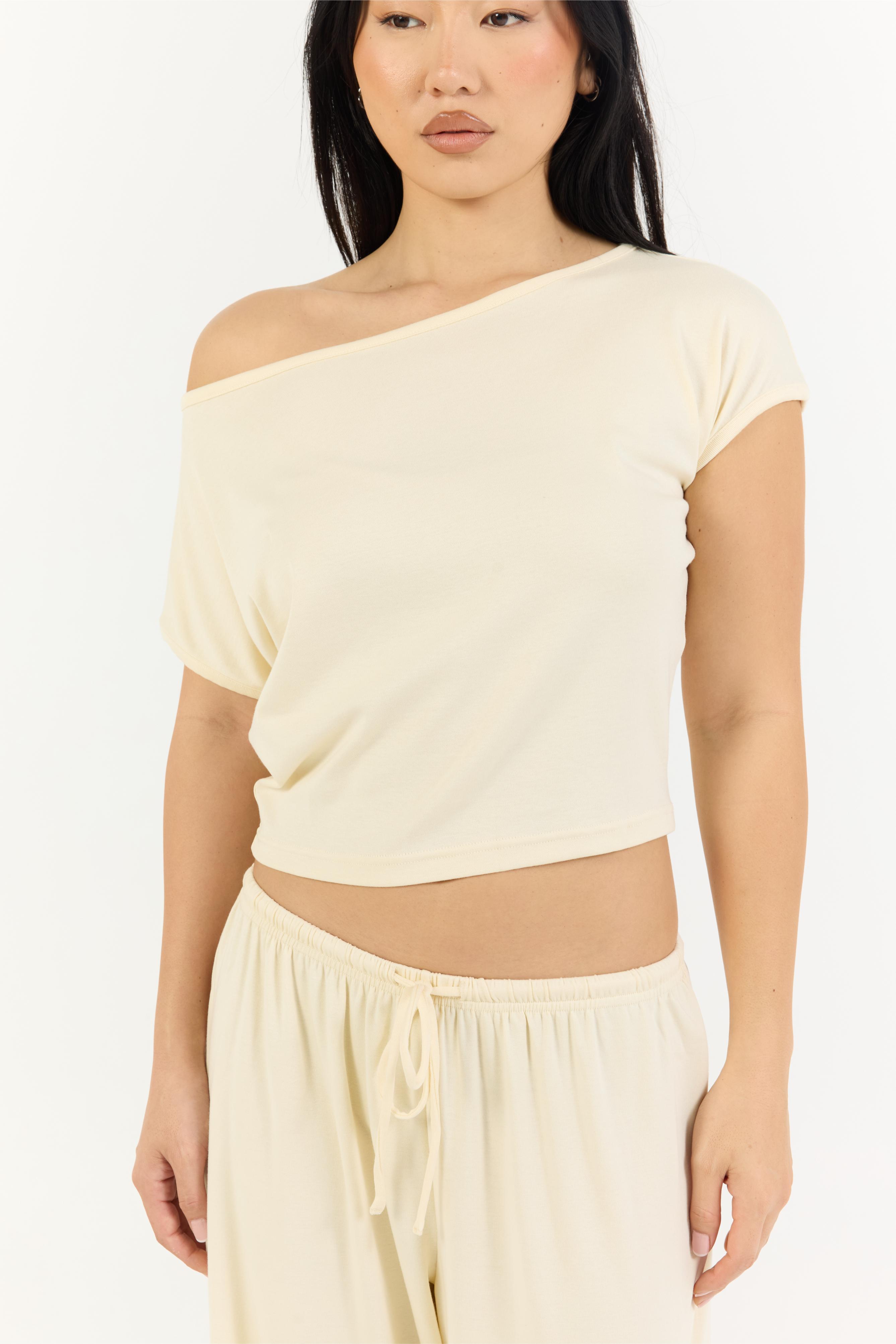 Flow Boat Neck T-Shirt - Cream