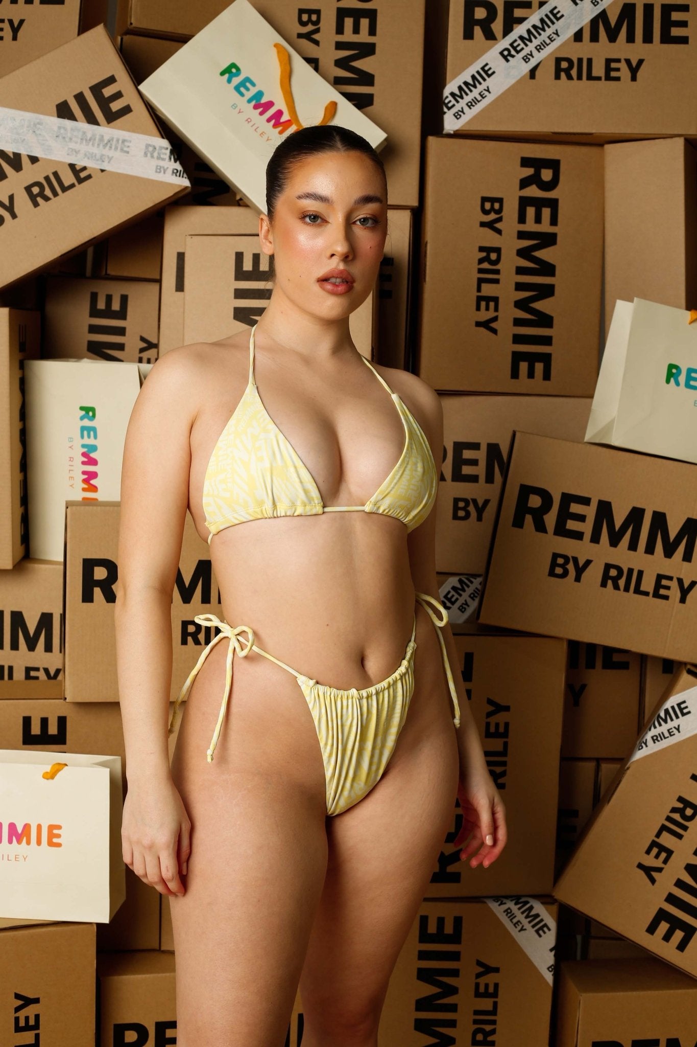 Lemon Ruched Tie Bottom - Remmie By Riley