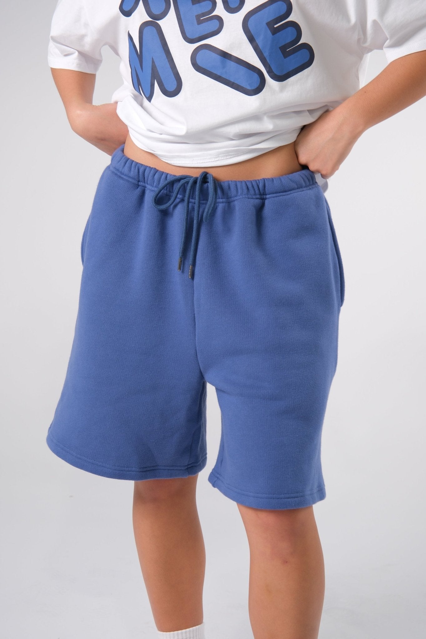 Muted Blue Sweat Shorts - Remmie By Riley