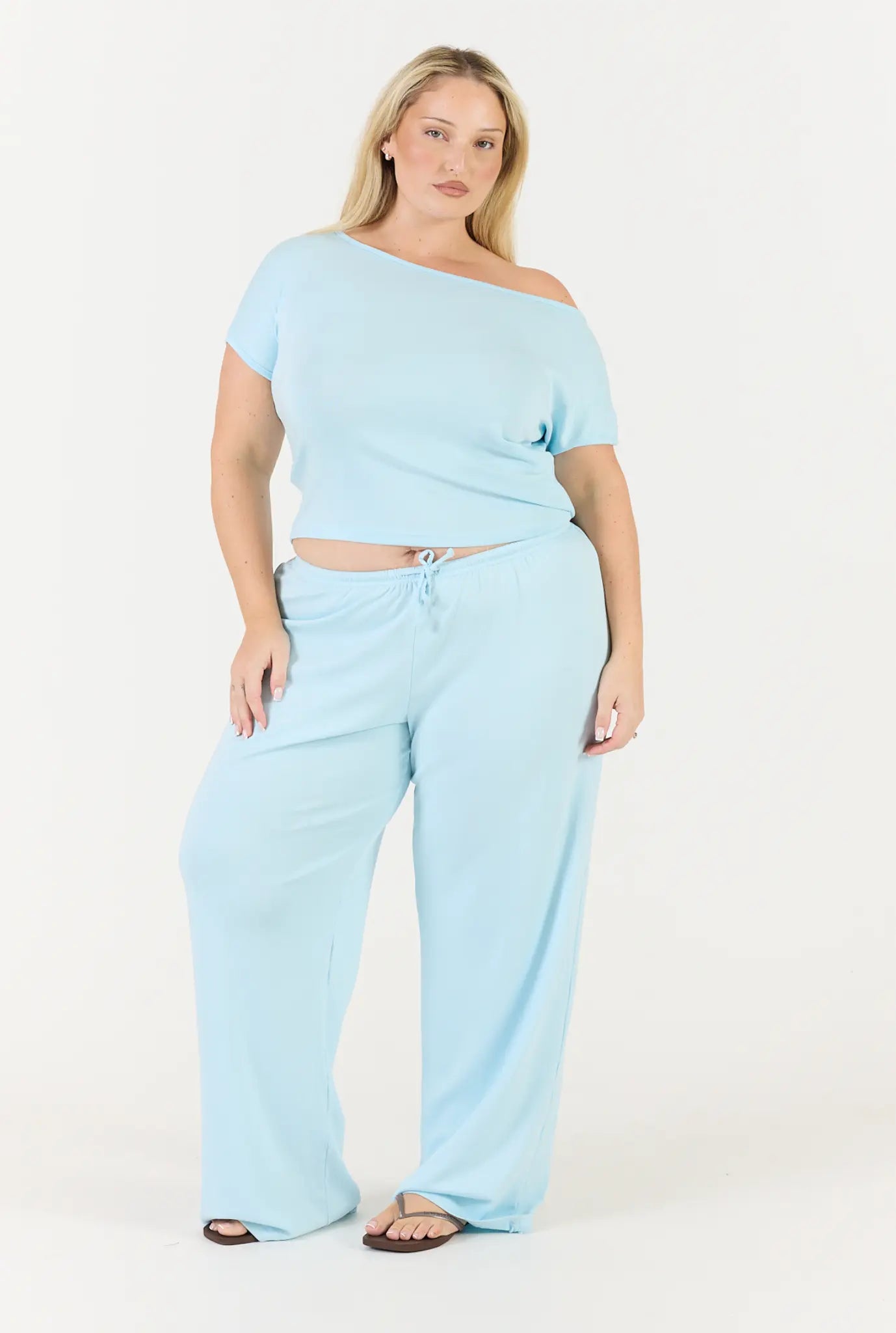 Flow Boat Neck T-Shirt - Baby Blue