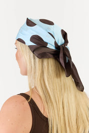 Satin Scarf - Blue/Brown Polka