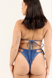 Denim Lace Tie Bottom